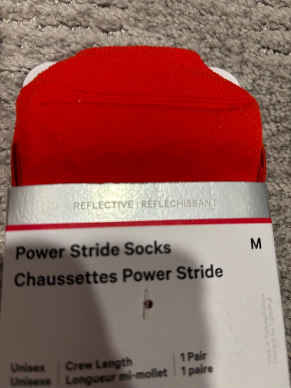 lululemon athletica Power Stride Crew Socks - Bright Red size M - Picture 2 of 4
